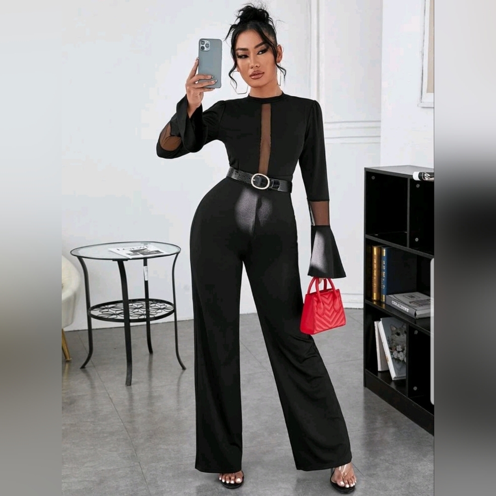 Elegant Black Jumpsuit with Belt